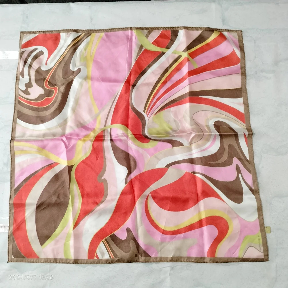 Liz Caliborne Women's Silk Neckerchief Square Retro Boho 70s Vibe - Picture 6 of 8